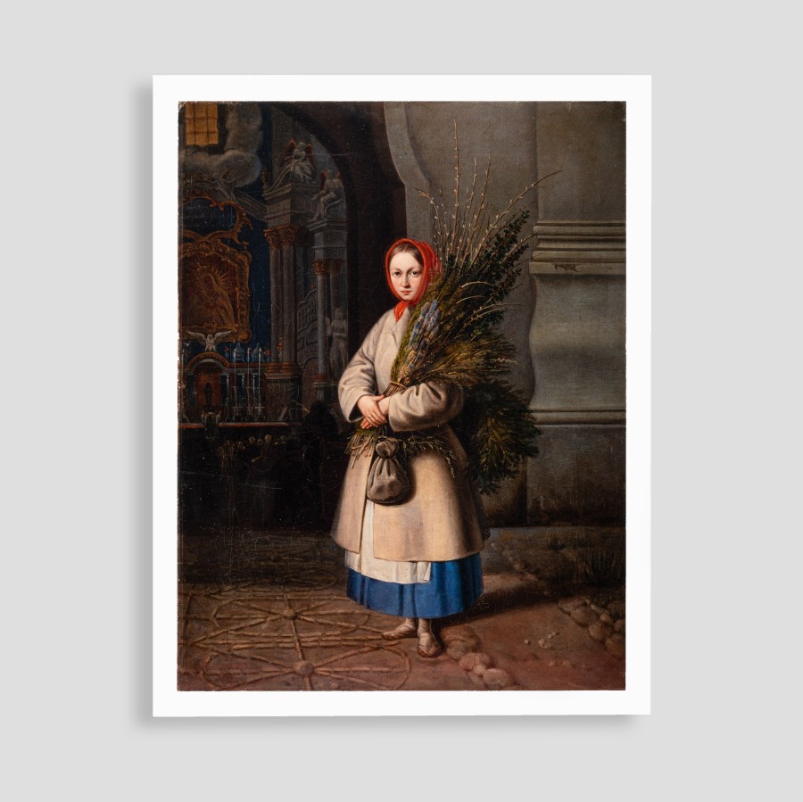 Kanutas Ruseckas. Lietuvaitė su verbomis. Reprodukcija